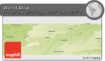 Physical Panoramic Map of the Area around 8° 44' 0" S, 46° 40' 29" W