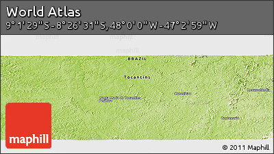 Physical Panoramic Map of the Area around 8° 44' 0" S, 47° 31' 29" W
