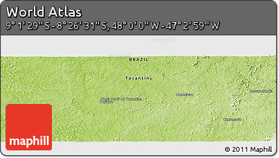 Physical Panoramic Map of the Area around 8° 44' 0" S, 47° 31' 29" W