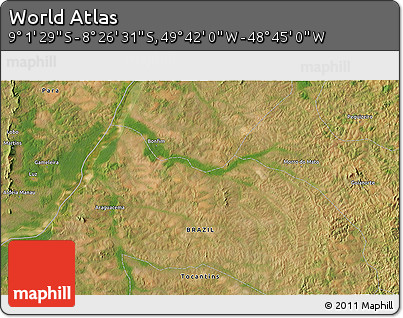 Satellite 3D Map of the Area around 8° 44' 0" S, 49° 13' 30" W