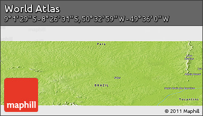Physical Panoramic Map of the Area around 8° 44' 0" S, 50° 4' 30" W