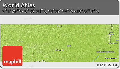 Physical Panoramic Map of the Area around 8° 44' 0" S, 50° 4' 30" W
