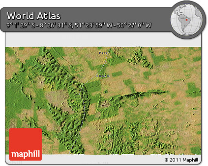 Satellite 3D Map of the Area around 8° 44' 0" S, 50° 55' 29" W