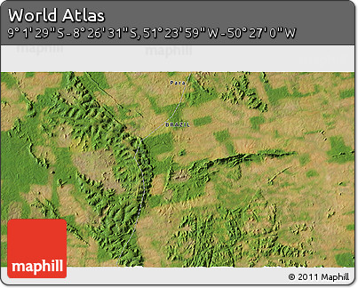 Satellite 3D Map of the Area around 8° 44' 0" S, 50° 55' 29" W