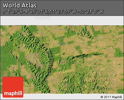 Satellite 3D Map of the Area around 8° 44' 0" S, 50° 55' 29" W