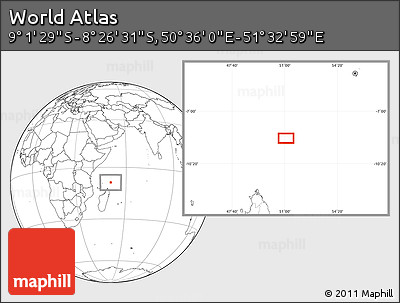 Blank Location Map of the Area around 8° 44' 0" S, 51° 4' 30" E