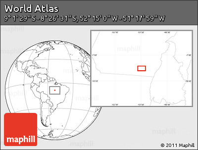 Blank Location Map of the Area around 8° 44' 0" S, 51° 46' 29" W