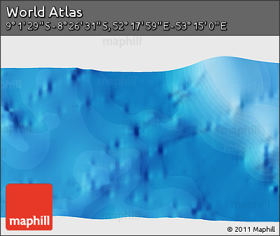 Political 3D Map of the Area around 8° 44' 0" S, 52° 46' 29" E