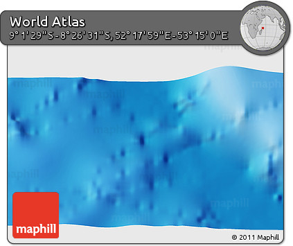 Shaded Relief 3D Map of the Area around 8° 44' 0" S, 52° 46' 29" E