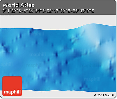 Shaded Relief 3D Map of the Area around 8° 44' 0" S, 52° 46' 29" E