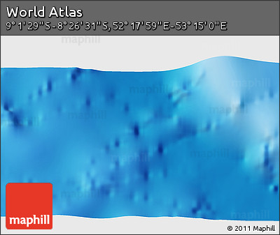 Shaded Relief 3D Map of the Area around 8° 44' 0" S, 52° 46' 29" E