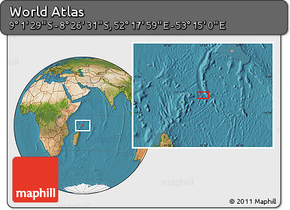 Satellite Location Map of the Area around 8° 44' 0" S, 52° 46' 29" E