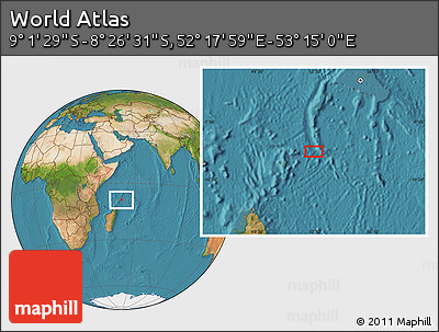 Satellite Location Map of the Area around 8° 44' 0" S, 52° 46' 29" E