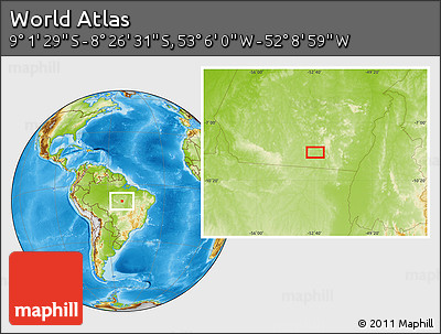 Physical Location Map of the Area around 8° 44' 0" S, 52° 37' 30" W