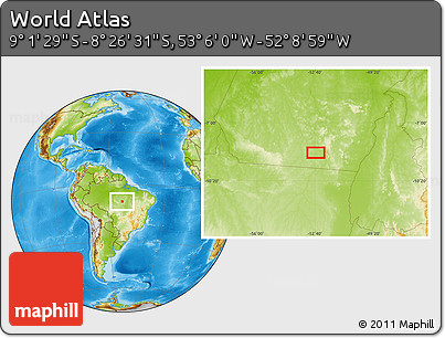 Physical Location Map of the Area around 8° 44' 0" S, 52° 37' 30" W