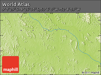 Physical Map of the Area around 8° 44' 0" S, 52° 37' 30" W