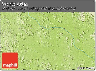 Physical Map of the Area around 8° 44' 0" S, 52° 37' 30" W