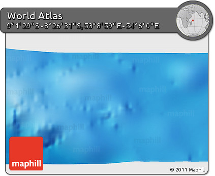 Shaded Relief 3D Map of the Area around 8° 44' 0" S, 53° 37' 30" E