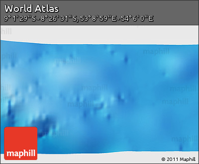 Shaded Relief 3D Map of the Area around 8° 44' 0" S, 53° 37' 30" E