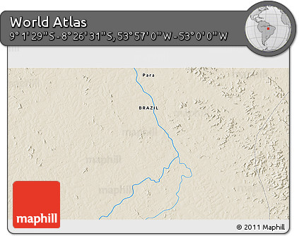 Shaded Relief 3D Map of the Area around 8° 44' 0" S, 53° 28' 30" W