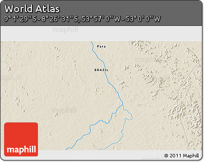 Shaded Relief 3D Map of the Area around 8° 44' 0" S, 53° 28' 30" W