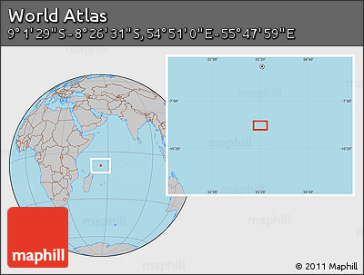 Gray Location Map of the Area around 8° 44' 0" S, 55° 19' 30" E
