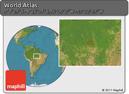 Satellite Location Map of the Area around 8° 44' 0" S, 56° 1' 29" W
