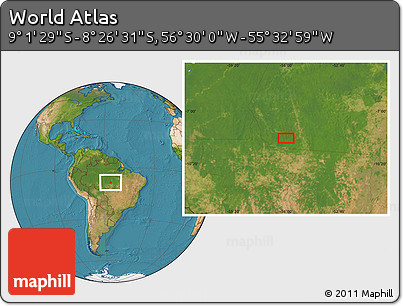 Satellite Location Map of the Area around 8° 44' 0" S, 56° 1' 29" W