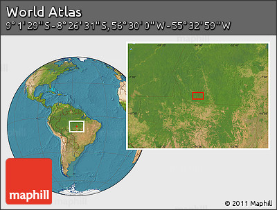 Satellite Location Map of the Area around 8° 44' 0" S, 56° 1' 29" W