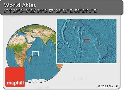 Satellite Location Map of the Area around 8° 44' 0" S, 57° 52' 30" E