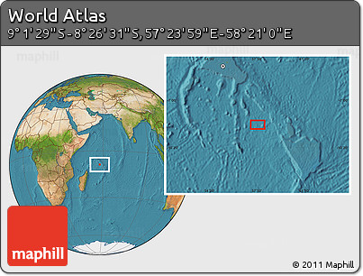 Satellite Location Map of the Area around 8° 44' 0" S, 57° 52' 30" E