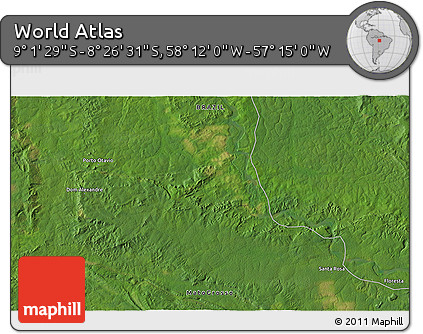 Satellite 3D Map of the Area around 8° 44' 0" S, 57° 43' 30" W
