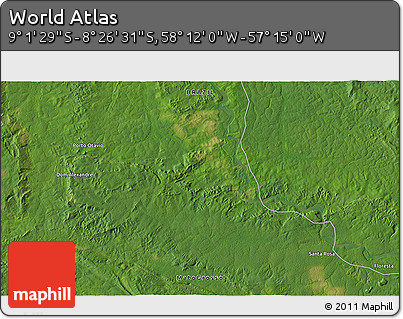 Satellite 3D Map of the Area around 8° 44' 0" S, 57° 43' 30" W