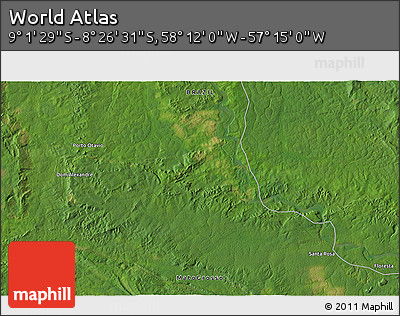 Satellite 3D Map of the Area around 8° 44' 0" S, 57° 43' 30" W