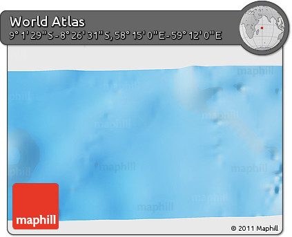 Shaded Relief 3D Map of the Area around 8° 44' 0" S, 58° 43' 30" E