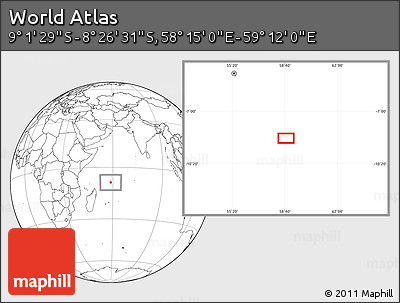 Blank Location Map of the Area around 8° 44' 0" S, 58° 43' 30" E
