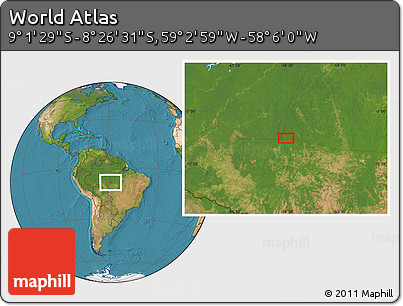 Satellite Location Map of the Area around 8° 44' 0" S, 58° 34' 30" W