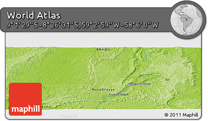 Physical Panoramic Map of the Area around 8° 44' 0" S, 58° 34' 30" W