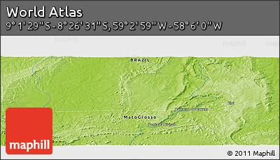 Physical Panoramic Map of the Area around 8° 44' 0" S, 58° 34' 30" W