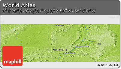 Physical Panoramic Map of the Area around 8° 44' 0" S, 58° 34' 30" W