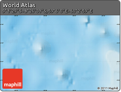 Physical Map of the Area around 8° 44' 0" S, 59° 34' 30" E