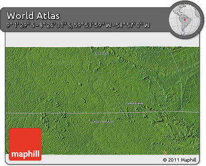 Satellite 3D Map of the Area around 8° 44' 0" S, 59° 25' 29" W