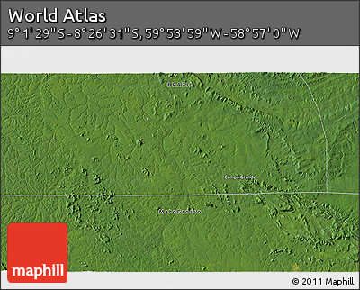 Satellite 3D Map of the Area around 8° 44' 0" S, 59° 25' 29" W