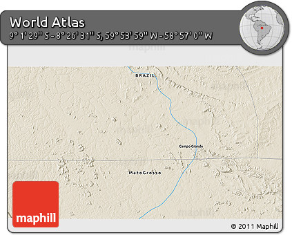 Shaded Relief 3D Map of the Area around 8° 44' 0" S, 59° 25' 29" W