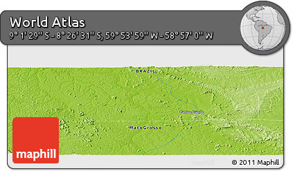 Physical Panoramic Map of the Area around 8° 44' 0" S, 59° 25' 29" W