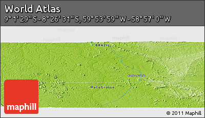 Physical Panoramic Map of the Area around 8° 44' 0" S, 59° 25' 29" W