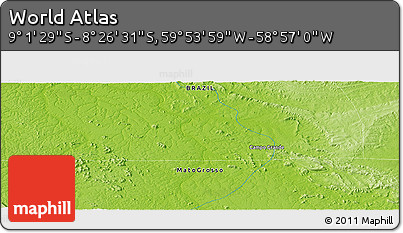Physical Panoramic Map of the Area around 8° 44' 0" S, 59° 25' 29" W