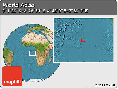 Satellite Location Map of the Area around 8° 44' 0" S, 5° 10' 30" E