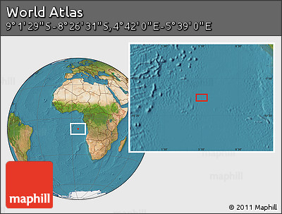 Satellite Location Map of the Area around 8° 44' 0" S, 5° 10' 30" E