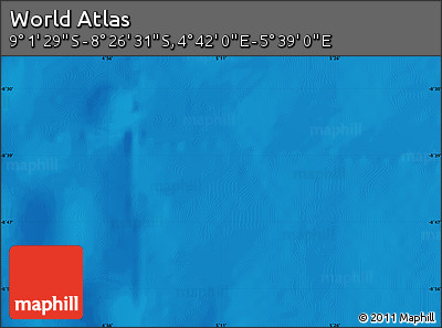 Physical Map of the Area around 8° 44' 0" S, 5° 10' 30" E